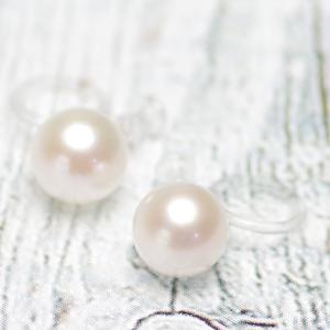 パール ノンホールピアス アコヤ真珠 透明 イヤリング 約6.5ｍｍ 結婚式 葬儀 冠婚葬祭