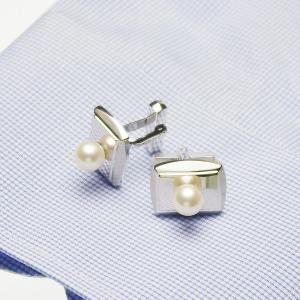 パール カフス 高級 淡水真珠 7.0mm 本真珠 カフスボタン 父の日