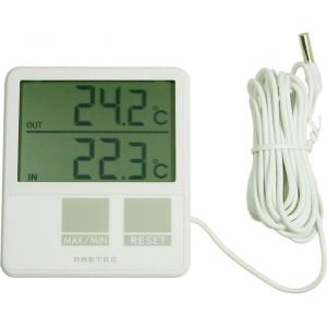 【2点同時計測式】室内室外温度計（最高最低温度計）デジタル式 2カ所の最高最低温度を記録 日頃の温度管理に（DRETEC O-215）