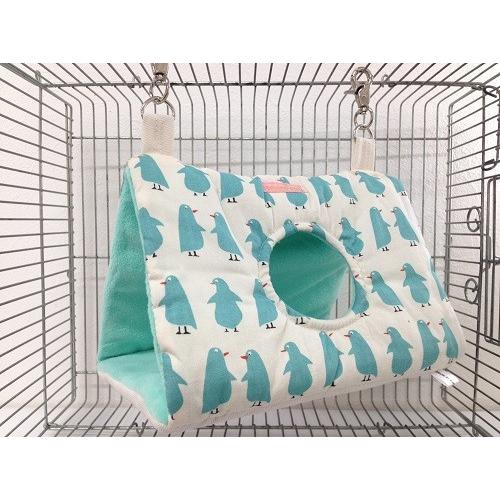 Rainbow ペンギンのさんかくトンネル（ホワイト×Mサイズ）インコ オウム 鳥 ベッド バード ...