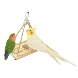 SANKO ルームアスレチック いかだ 餌カップ付 放鳥時やケージ内の吊せる遊び場 止まり木 ブラン...
