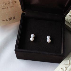 アコヤ真珠ピアス 数粒ラインピアス 3粒 7-7.5mm K18/K14WG 真珠