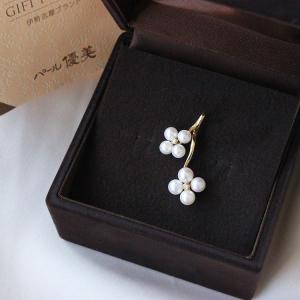 アコヤ真珠ピアス 数粒ラインピアス 3粒 7-7.5mm K18/K14WG 真珠