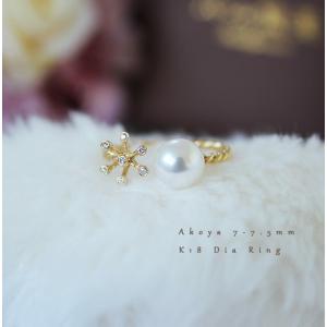 K18 数粒 あこや真珠 ベビーパール リング akoya ring : パール優美