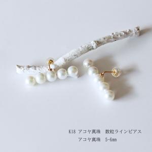 あこや真珠　ピアス　K18YG 5-6mm 数粒ラインピアス ５粒タイプ｜pearlyuumi