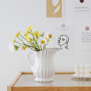フラワーベース 花瓶 北欧 ピッチャー型 Sサイズ おしゃれ かわいい アンティーク調 花器 シンプル 白 北欧インテリア 韓国インテリア 雑貨 新生活
