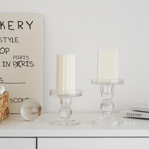 キャンドルスタンド クリア ガラス キャンドルホルダー 蝋燭たて ろうそくたて おしゃれ かわいい シンプル 韓国インテリア 北欧