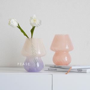 マッシュルーム型 フラワーベース 花瓶 ガラス...の詳細画像2
