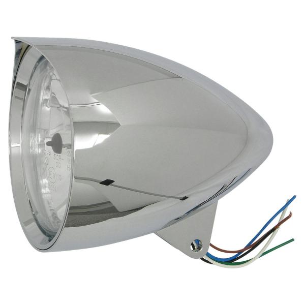 5-3/4in シャープバイザー付きバレットヘッドライト クローム