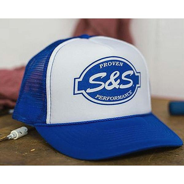 S&amp;S オリジナルメッシュキャップ ホワイト/ブルー mo438