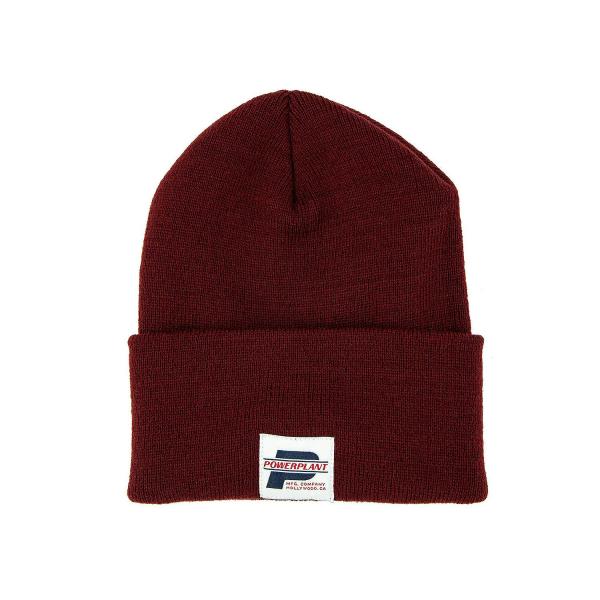 パワープラント ビーニー バーガンディー/ホワイトラベル