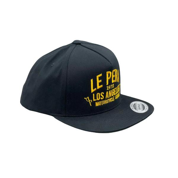 ラペラ フラットビルキャップ ブラック ゴールドテキスト