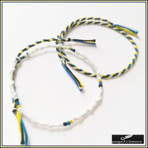 アンクレット　ミサンガ　足首　2本セット　３ポイントホワイト　白青黒黄色　anklet168　