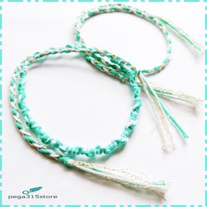アンクレット　ミサンガ　足首　2本SET 　ターコイズ　ホワイト　ツイードMIX　anklet194　