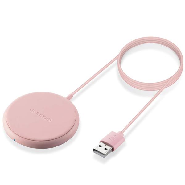 エレコム(ELECOM) ワイヤレス充電器 Qi対応 5W ケーブル一体 1m コンパクト 卓上 ピ...
