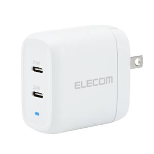 エレコム 充電器 USB PD対応 合計40W 2ポート Type-C ×2 折りたたみ式プラグ 2台同時充電 ホワイト MPA-ACCP25WH