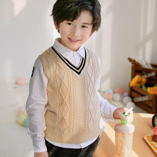 ニット ベスト 子供服 キッズ チョッキ 女の子 男の子 入学入園式 卒園式 紺 制服 通学 通園 ...