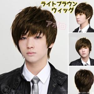 メンズ ダークブラウン 男性 ウィッグ ショート 焦げ茶色 No.742