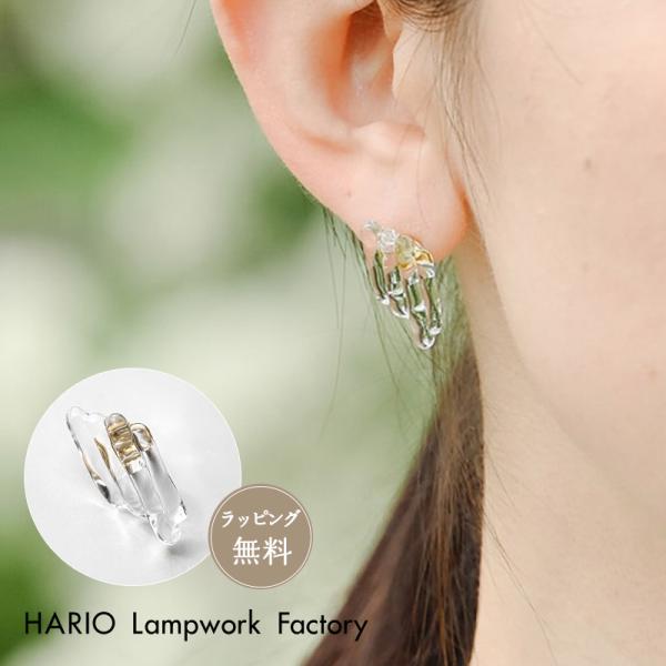 【HARIO】ハリオ ピアス アクセサリー ハノン HAA-HN-P ガラス 楽譜 耐熱ガラス  女...