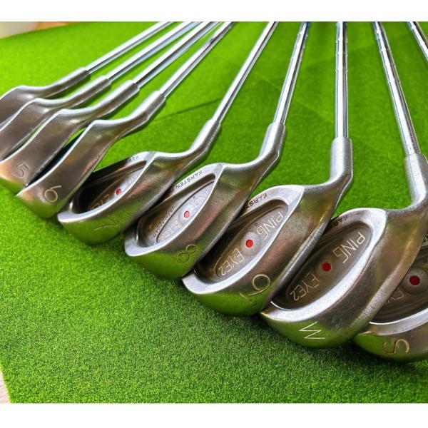 名器 貴重なレフティ ピン EYE2+ メンズ アイアン 9本セット 橙ドット