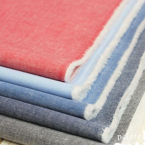 コットン 生地 先染め 20 コットン ダンガリー 無地  綿 薄手 春夏 爽やか シャツ 洋服地 ...