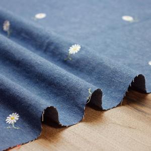 デニム 生地 刺繍入り 5オンス デニム 花柄...の詳細画像4