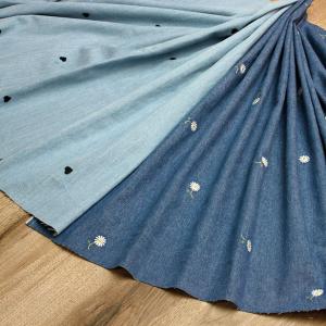 デニム 生地 刺繍入り 5オンス デニム 花柄...の詳細画像5