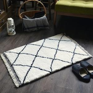 ＲＵＧＳ‐ＦＡＣＴＯＲＹ 玄関マット 室内 北欧 ベニワレン 風 ホワイト エメルA 45x75 cm｜peme