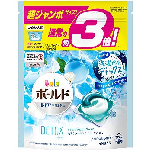 ボールド ジェルボール 洗濯水をデトックス 爽やかプレミアムクリーン 詰め替え 大容量 46個約3倍...