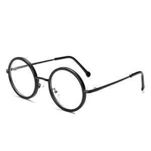 [FREESE] 伊達メガネ メンズ ファッション 丸メガネ 透明レンズ クラシックデザイン(ブラック)｜peme
