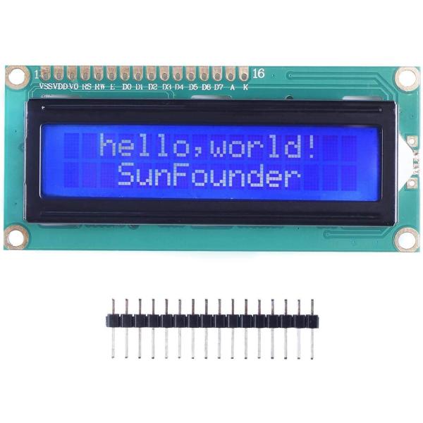 SunFounder LCD1602 ディスプレイ モジュール,16x2 青い背景に白い文字,バック...