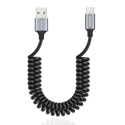 aceyoon USB C ケーブル コイル型 伸びる Type C ケーブル QC3.0 急速充電...