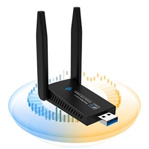 2022 無線lan 子機 KIMWOOD wifi usb 1300Mbps 2.4G/5G デュアルバンド USB3.0 wifi 子機 5dBi超高速通信 回転アンテナ 802.11ac/n/a/g/b技術 放熱穴｜peme