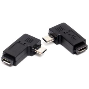 オーディオファン USB変換コネクタ USB2.0 L字型 microB (オス) - microB(メス) 変換 アダプター L型CD 各1点 (2点)｜peme