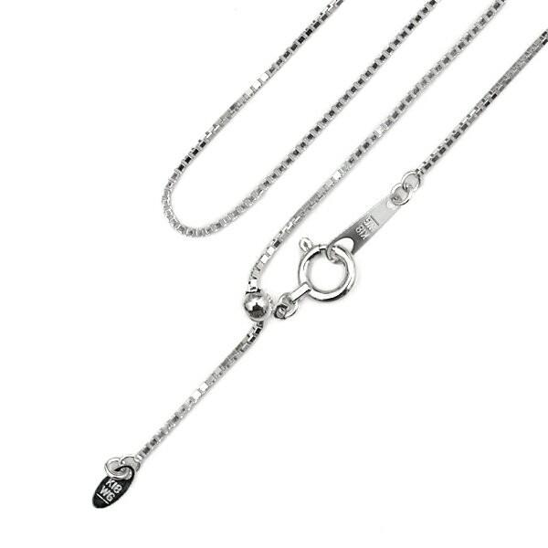 0.8mm幅 18金 ホワイトゴールド ベネチアン チェーン ネックレス 45cm K18 WG ネ...