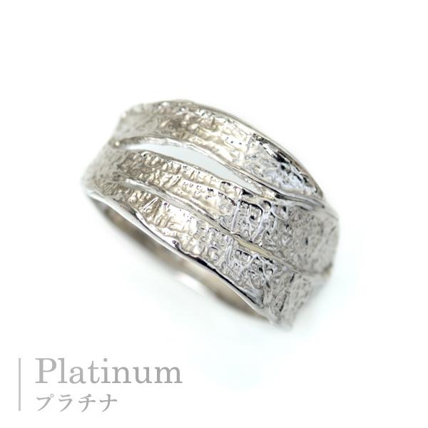プラチナ 指輪 プラチナ リング Pt900 樹皮のような 表面加工 中指用 人差し指用 デザインリ...