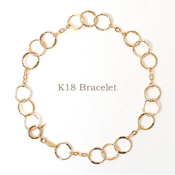 k18 ブレスレット 18金 イエローゴールド ブレスレット レディース 輪デザイン ラウンド チェ...