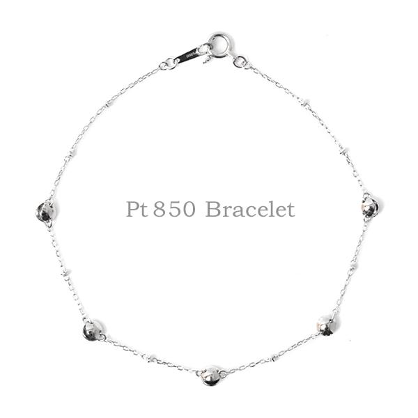 Pt850 プラチナ ブレスレット レディース ステーション 約3.75mm半球デザイン ミラーボー...