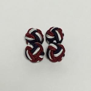 ゴムカフス (Knot Cuff Links カフリンクス　ラバーカフス　カフスボタン) /ワインレッド×ホワイト×ネイビー