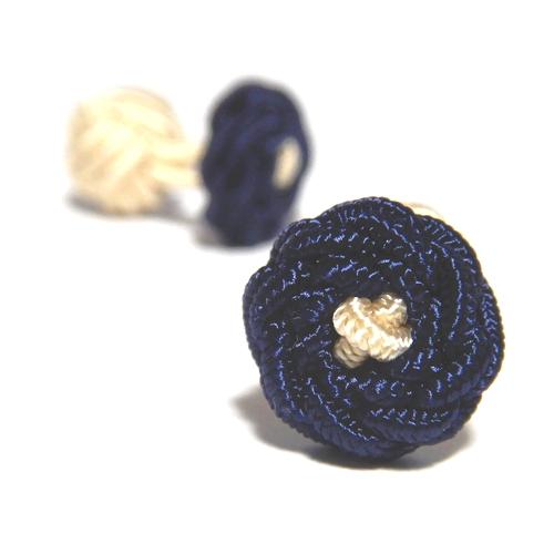 BUTTON CUFFKNOTS（ゴムカフス）／ネイビー×シャンパン