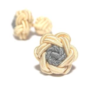 フラワーノットゴムカフス (FLOWER CUFFKNOTS ガムカフス)シャンパン×パールグレー｜penguin-cuffs