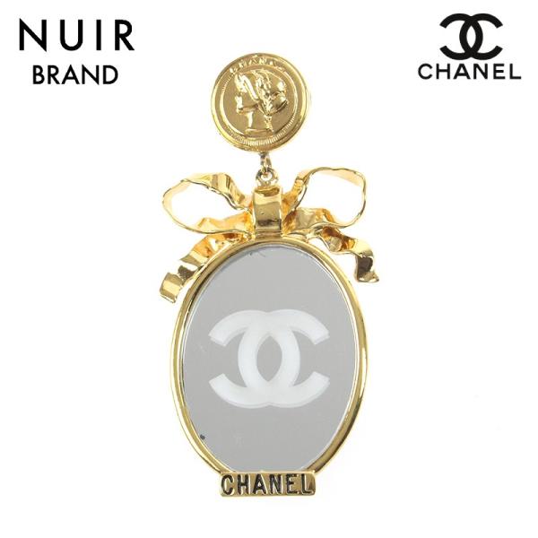 シャネル ブローチ ミラー リボン ゴールド CHANEL ココマーク