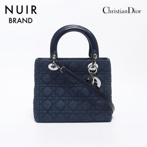 クリスチャンディオール Christian Dior ショルダーバッグ カナージュ バニティバッグ 2way ブルー クリスチャンディオール カナージュ レザー 2WAYバニティバッグ ブルー