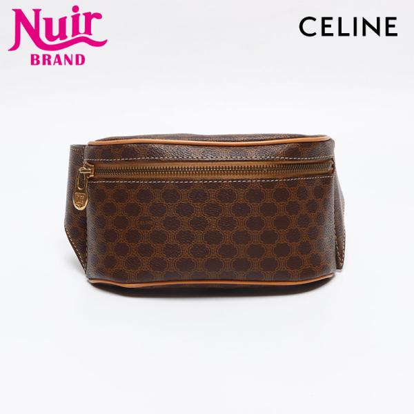 セリーヌ CELINE ウエストバッグ マカダム PVC ベルトバッグ ブラウン【中古】