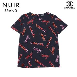 シャネル CHANEL 半袖Ｔシャツ ロゴシャツ サイズ40 2010年 シルク ブラック｜penguin-vintage