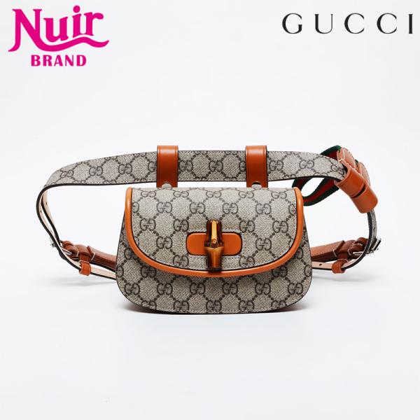 グッチ GUCCI ウエストバッグ バンブー GG スプリーム ブラウン【中古】