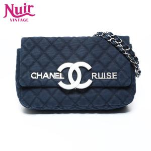 シャネル CHANEL ショルダーバッグ 12番台 2008-2009 コットン キャンバス マトラッセ クルーズコレクション ネイビー【中古】