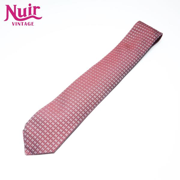 エルメス HERMES ネクタイ シルク H柄 シルク レッド【中古】