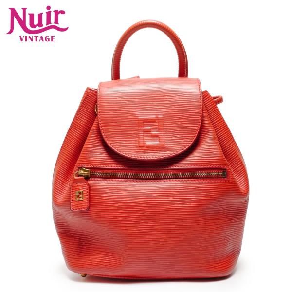 フェンディ FENDI リュック・デイパック ロゴ レザー レッド【中古】