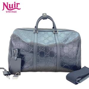 グッチ GUCCI ボストンバッグ レザー GGエンブレム ブラック【中古】